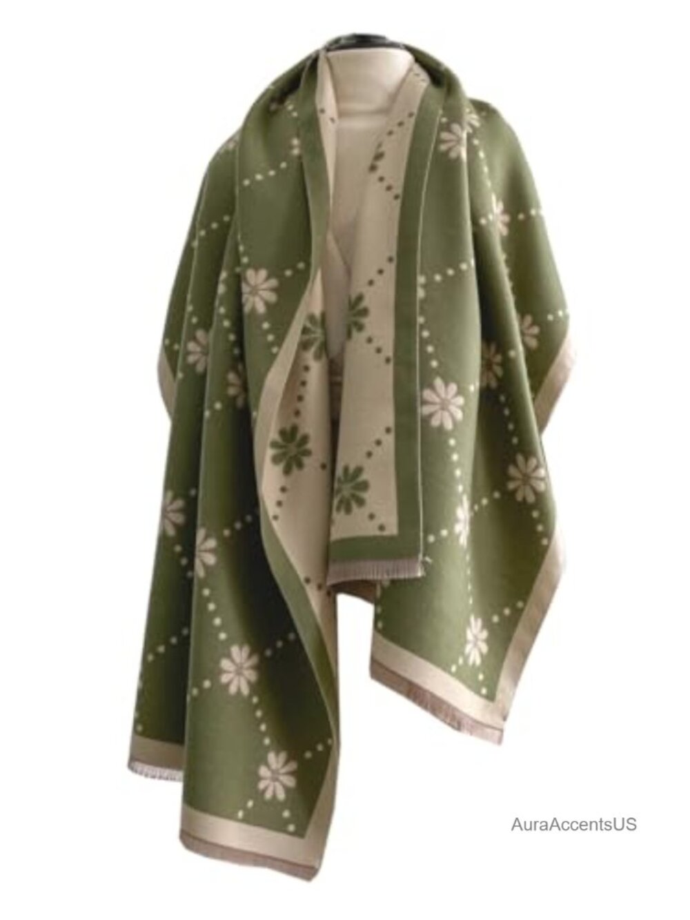 Soft Reversible Shawl Wrap Winter Travel Blanket Polyester